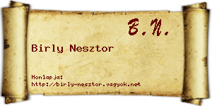Birly Nesztor névjegykártya
